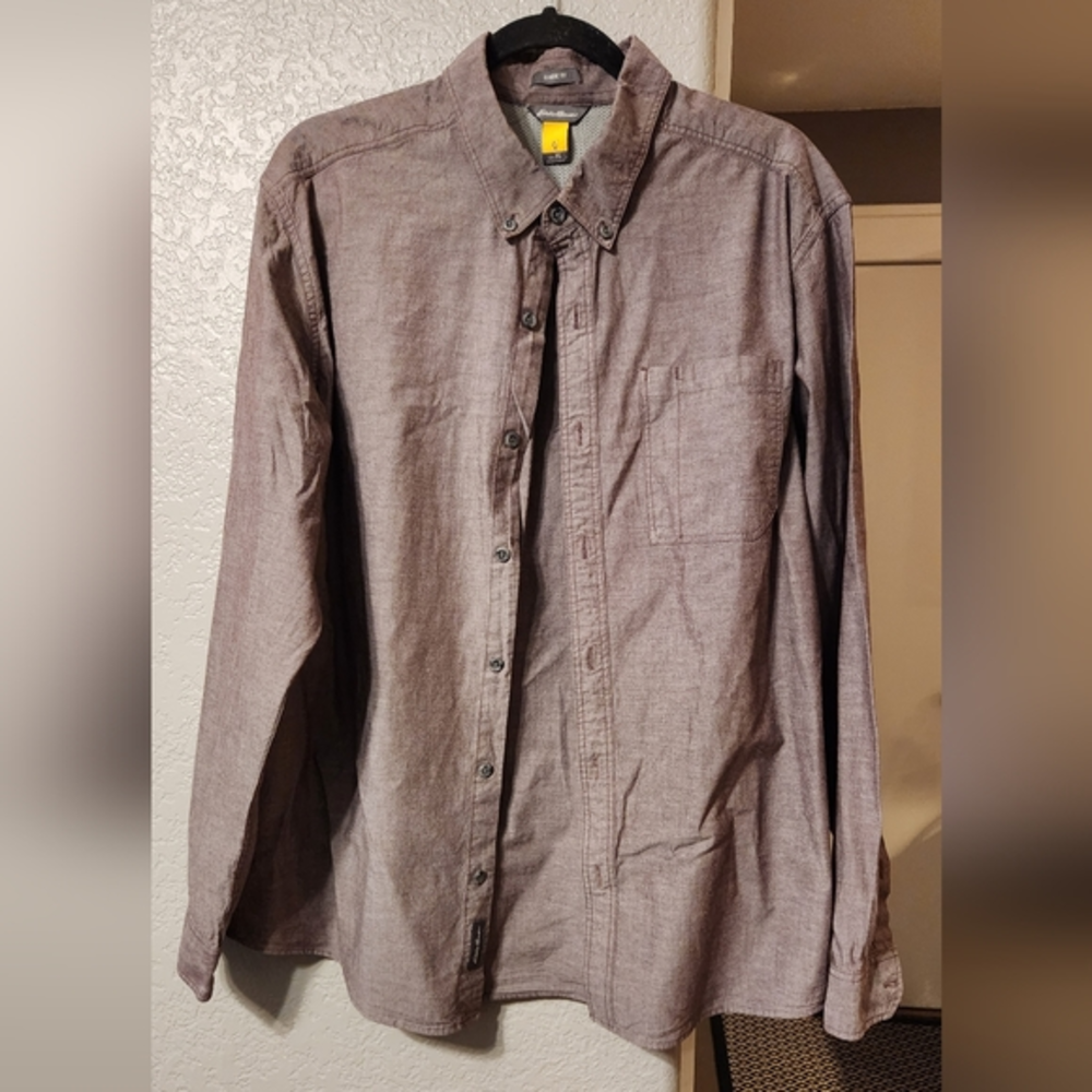 Eddie Bauer 100% Cotton Mauve Button Down‎ Men's Shirt, Size XL